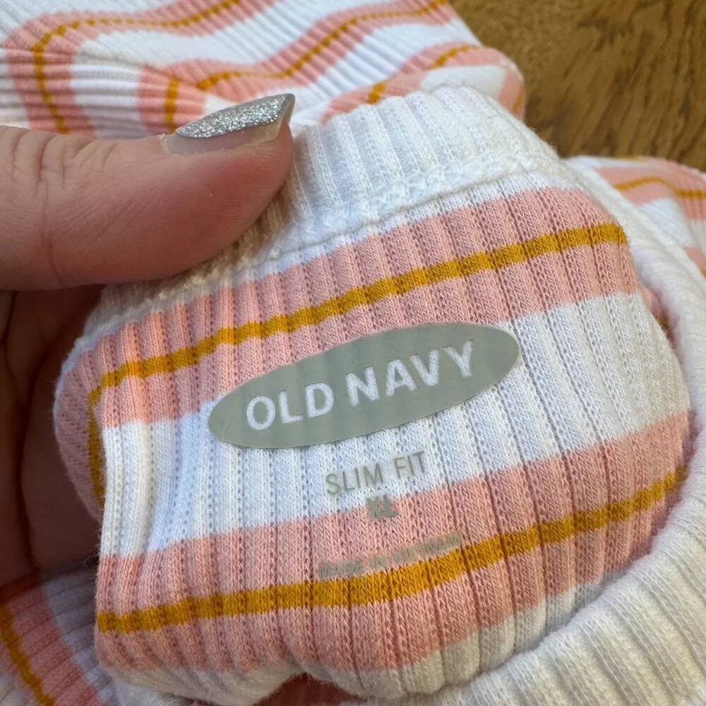 Old Navy Slim Fit Striped Knit Ringer Tee Shirt Size XL